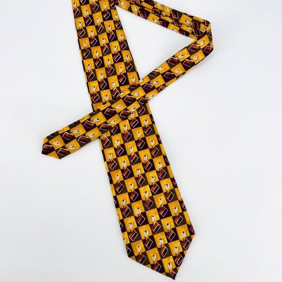 Robert Talbott Best of‎ Class Butter Yellow Check Tie Tulips 100% Silk Nordstrom - Picture 2 of 6